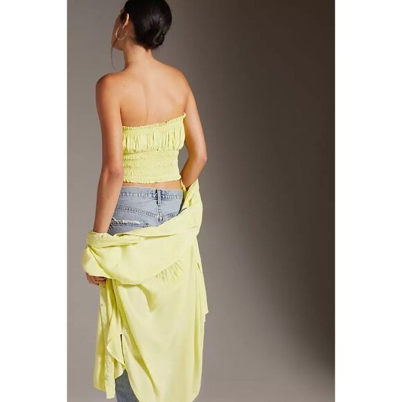 Brand New Anthropologie Pilcro Ruffled Tube Top in Lime XL - Picture 2 of 12